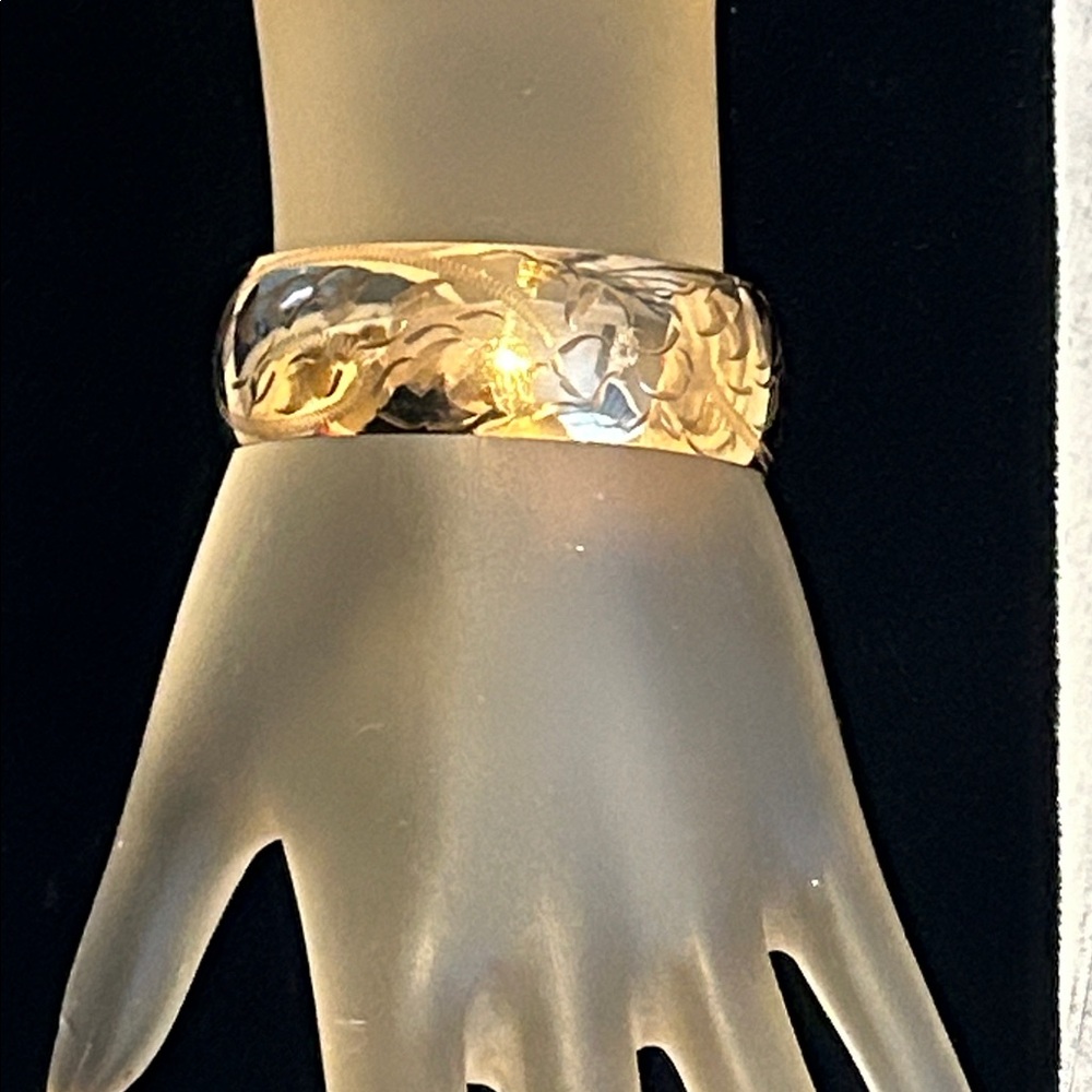 Vintage Engraved Gold Fill Cuff Bracelet For Small Wrist Stamped